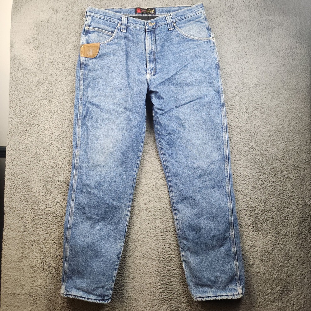 Wrangler Riggs Jeans Fit 36x33 Blue‎ Fleece Lined Durashield Workwear Tag 38x36